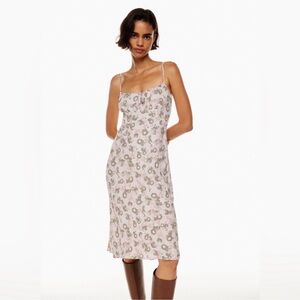 Floral Pink and Grayish green Slip Dress